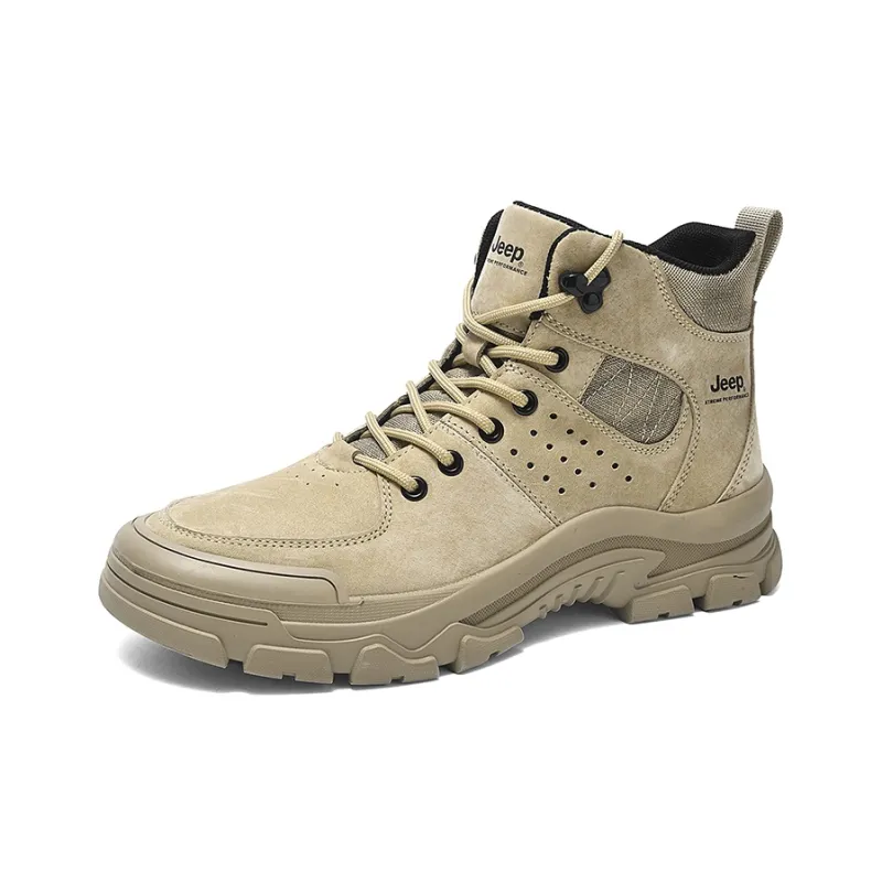 Jeep Breathable Warm Wear Resistant Height Increasing Slip Resistant Crew Outdoor Boots Men's Sand-2