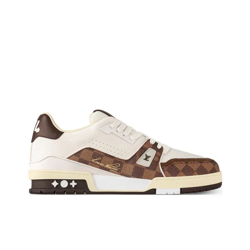 LOUIS VUITTON Trainer Low Top Skateboard Shoes Unisex White Brown Black-1