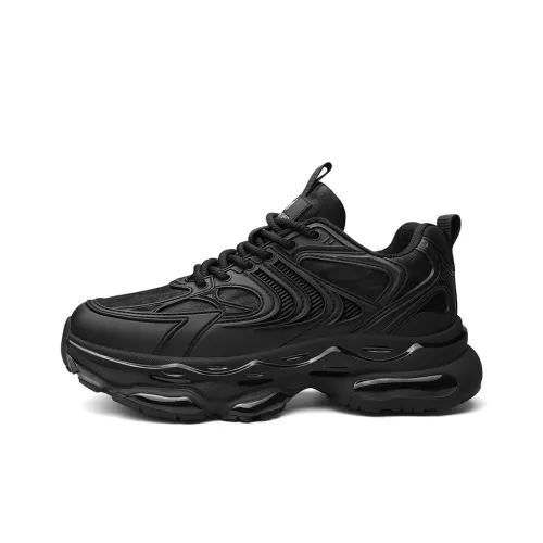 HANG TEN Black Warrior Cushioned Anti Slip Wear Resistant Lightweight Height Increasing Low Top Chunky Sneakers Men's