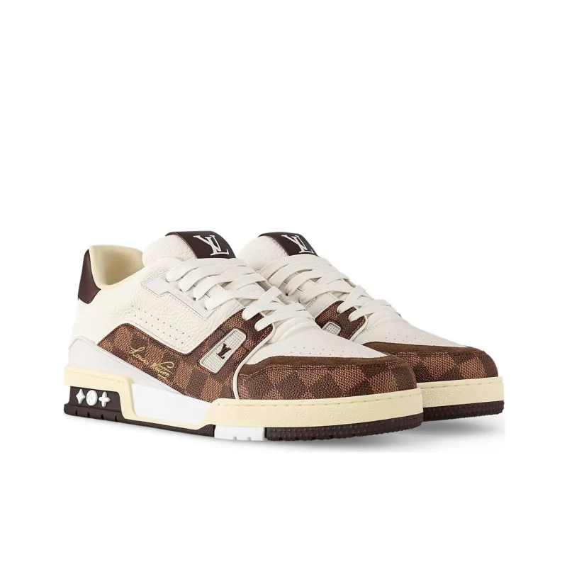 LOUIS VUITTON Trainer Low Top Skateboard Shoes Unisex White Brown Black-2