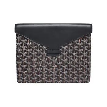 GOYARD Camondo 2 Canvas With Calfskin Tablet Envelope Bag, Commute Bag, Briefcase, Clutch Unisex Black
