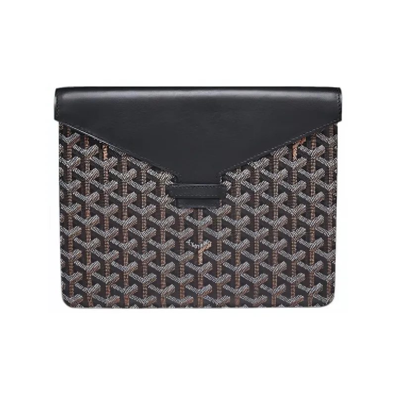 GOYARD Camondo 2 Canvas With Calfskin Tablet Envelope Bag, Commute Bag, Briefcase, Clutch Unisex Black-0
