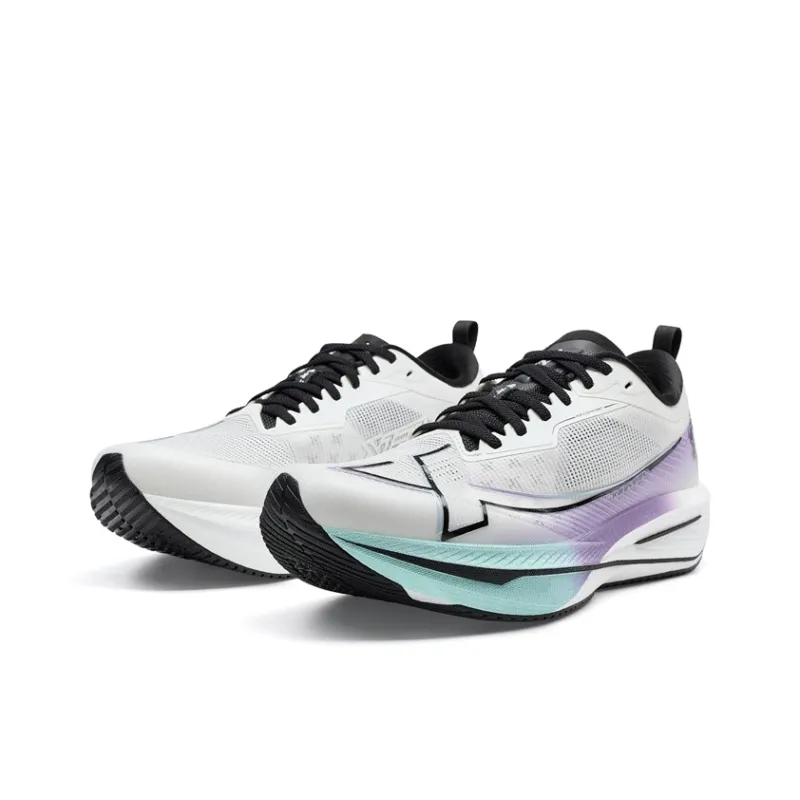 XTEP One piece Molded 2nd Generation Anti Slip Wear Resistant Low Top Running Shoes Men's Sail White/Bellflower Purple-3