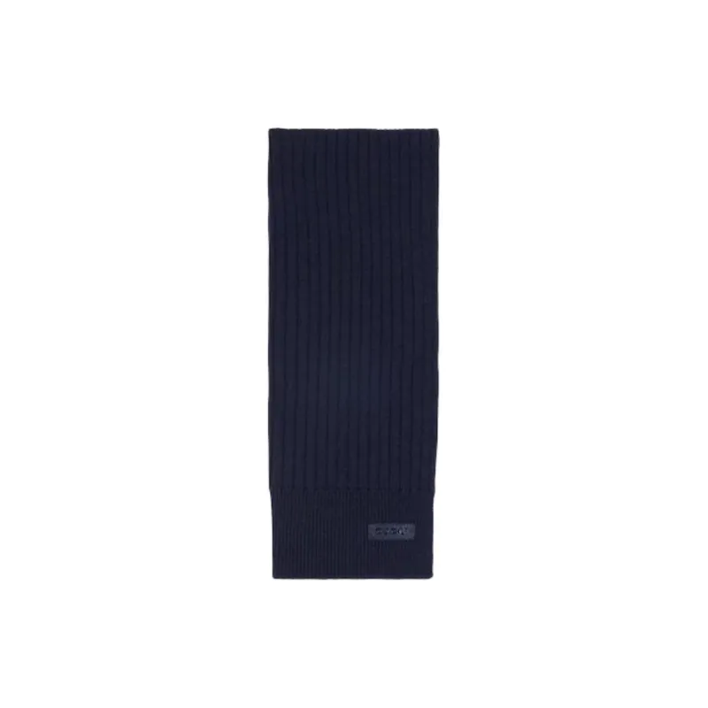 GUCCI Wool Leather Plush Yarn Silk Scarf Unisex Dark Blue-0