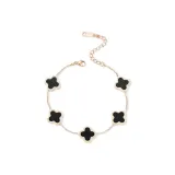 Lucky Four-Leaf Clover Bracelet[Black]