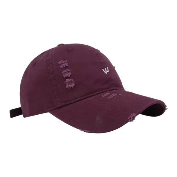 FREE RABBITⅡ Korean Style Washable Distressed Ripped Baseball Caps Unisex-15