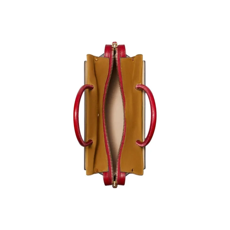 TORY BURCH MERCER Leather Shoulder Bag, Crossbody Bag, Handbag Women's Red-2
