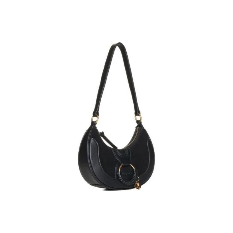 See By Chloe Hana Grain Cow Leather Crescent Bag, Handbag, Shoulder Bag Women's Black-2