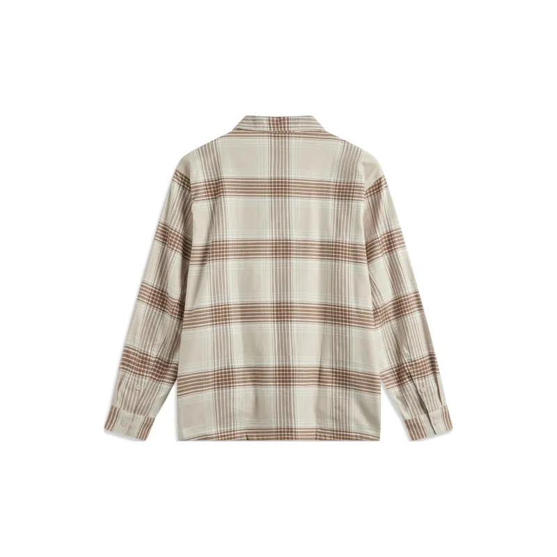 LiNing Badfive Shirt Men's Oat Gray Plaid-1