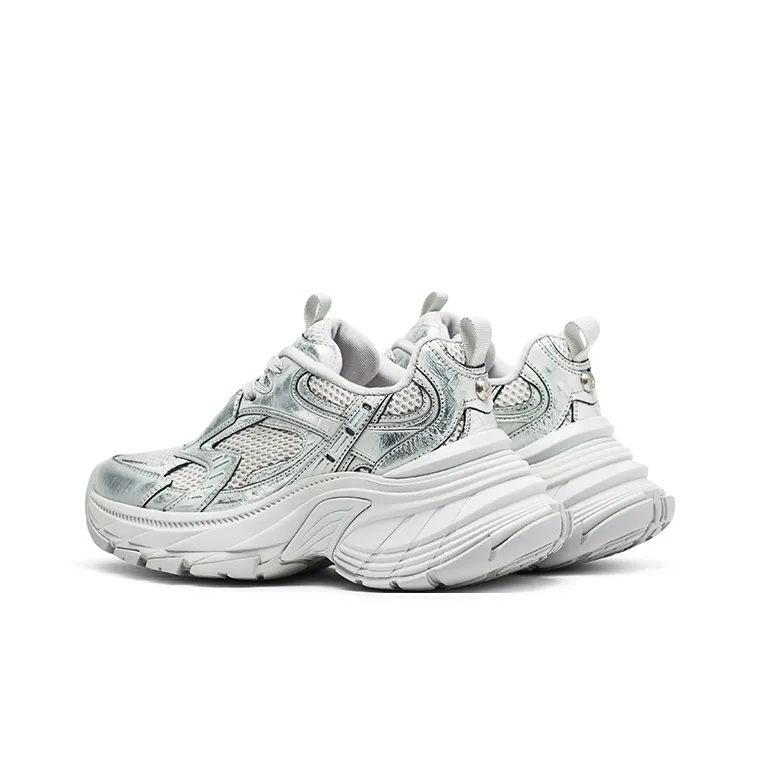 Coup De Foudre Cushioning Height Increasing Low Top Chunky Sneakers Women's Matte Silver-2