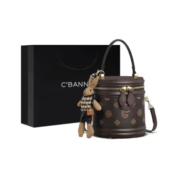 C°BANNER Synthetic Leather Small Round Bag Prosperity Bucket Cell Phone Pouch Crossbody Handbag Regular Women's Coffee