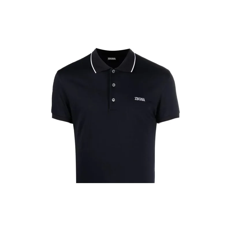 Zzegna Logo Embroidered Short Sleeved Polo Shirt-4