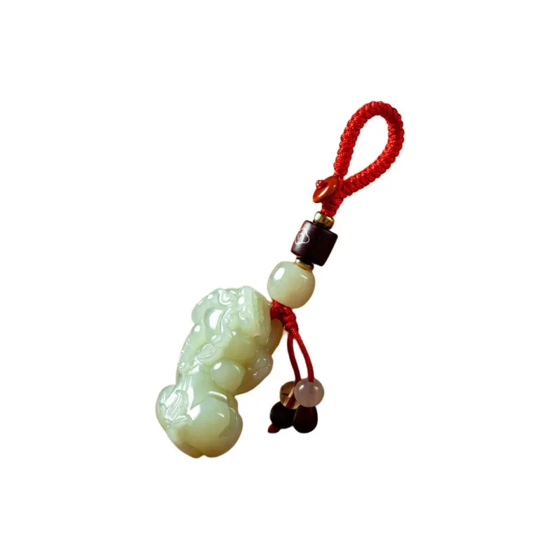 AQI Hetian Jade Keychain Pale Greenish White Jade Unisex-6