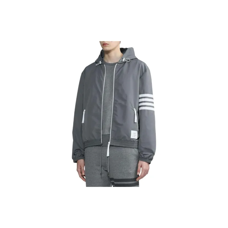 THOM BROWNE Ripstop Mesh 4 Bar Hooded Zip Up Jacket-3