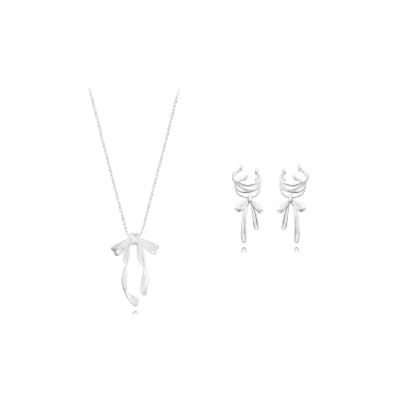 Muyan Alloy Ribbon Bowknot Necklace Set Women's-1