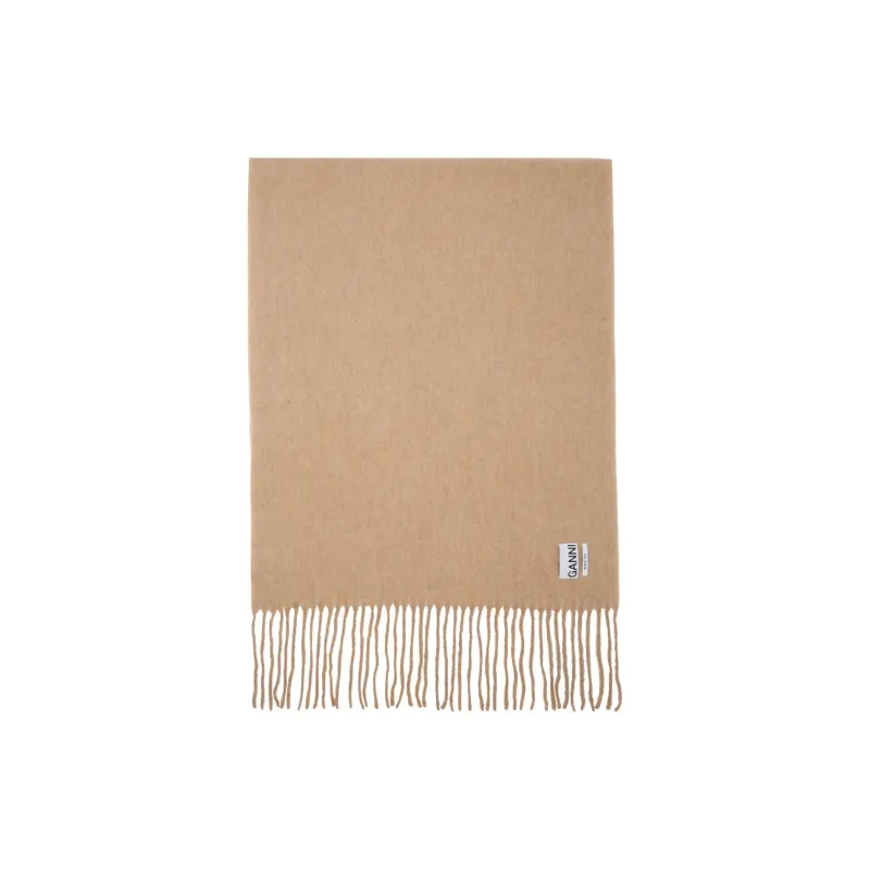 GANNI Recycled Wool Flannel Wool Knit Scarves Men's Beige-1