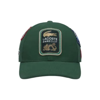 LACOSTE Cotton Baseball Caps Unisex Crocodile Green