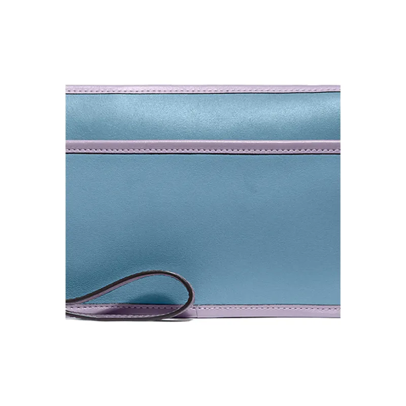 COACH Wristlet Leather Wrist Bag Clutch Small Size Women's Blue Purple-3