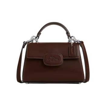 COACH Eliza Premium Calfskin Shoulder Bag Crossbody Bag Handbag Small Size Women's Silver & Maple Wood Color