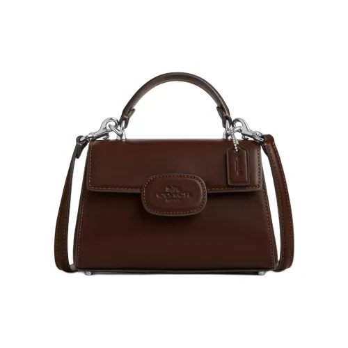 COACH Eliza Premium Calfskin Shoulder Bag Crossbody Bag Handbag Small Size Women's Silver & Maple Wood Color
