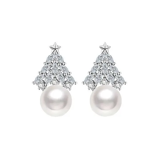 Heart Grass S925 Silver Stud Earrings Women's-0