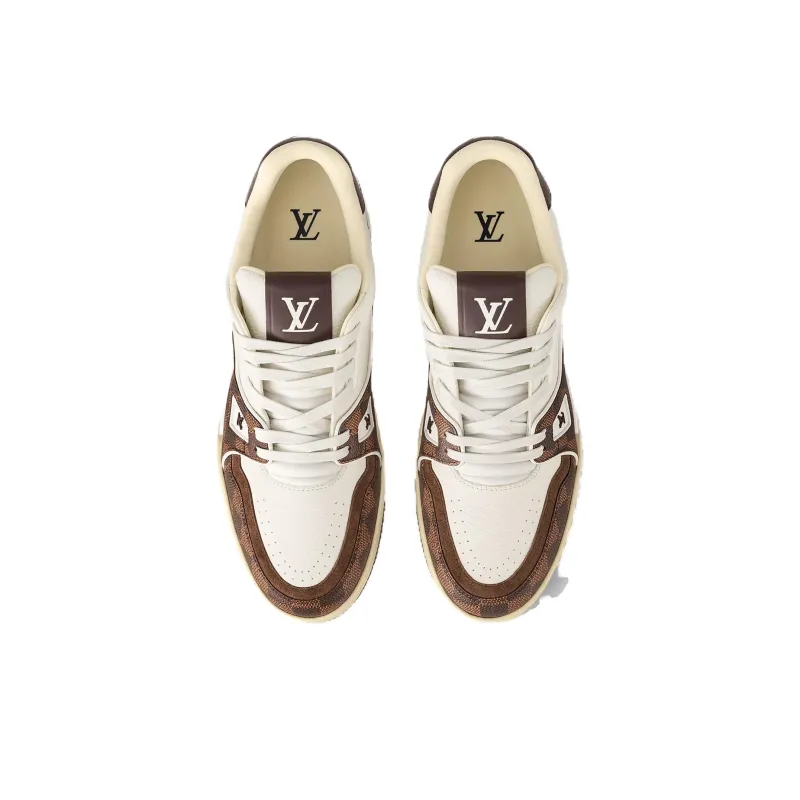 LOUIS VUITTON Trainer Low Top Skateboard Shoes Unisex White Brown Black-3