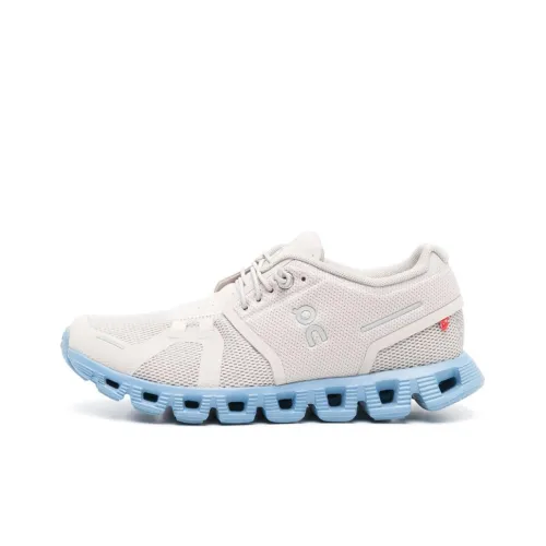 On Cloud 5 Anti Slip Wear Resistant Low Top Running Shoes Women's Beige Blue