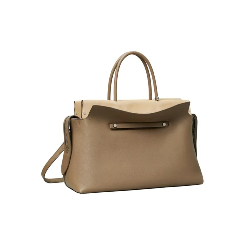 TORY BURCH MERCER Litchi Grain Leather Shoulder Bag, Crossbody Bag, Handbag Tubas Women's Mushroom-1
