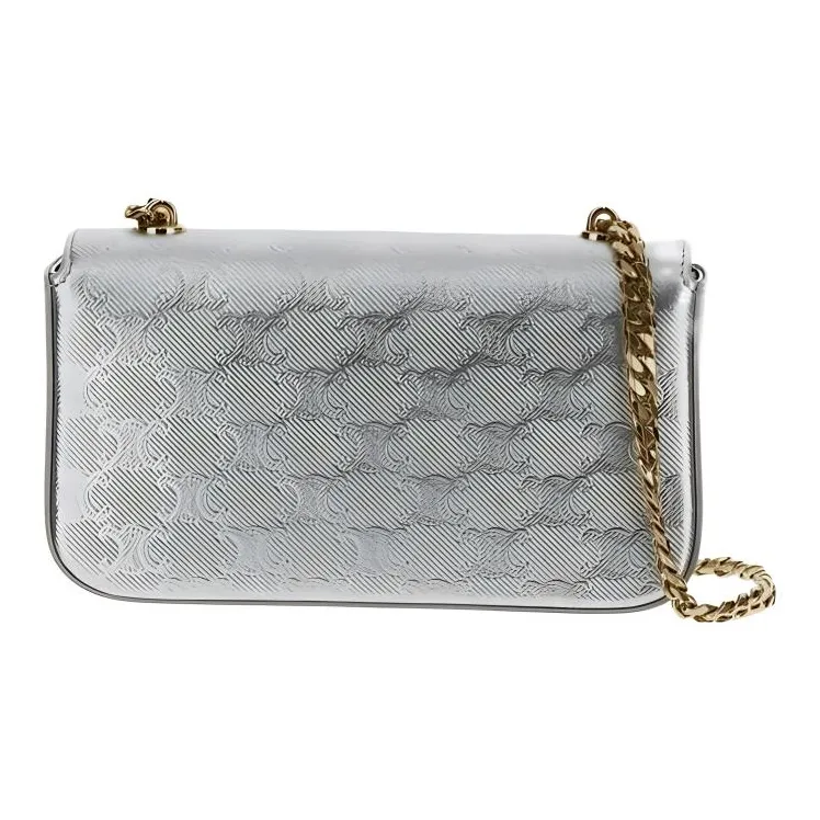 CELINE Triomphe Calfskin Crossbody Bag Shoulder Bag Regular Women's Silver-2