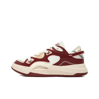 361° Warm Wear Resistant Slip Resistant Low Top Skateboard Shoes Unisex Beige Red