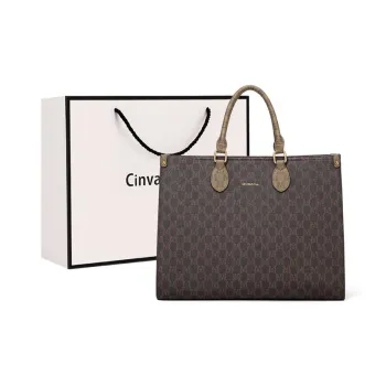 Simvay Clos PVC Underarm Tote, Shopping Bag, Handbag Large Size Women's Coffee