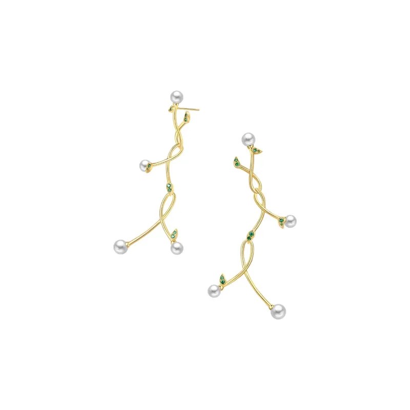BABYBEI Shell Pearl Earrings Women's Gold-3