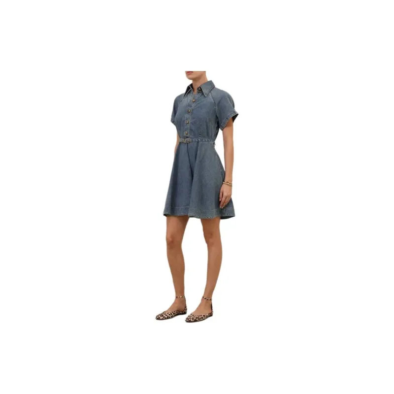 Zimmermann FW24 Short-Sleeved Dresses Women's Denim Blue-3