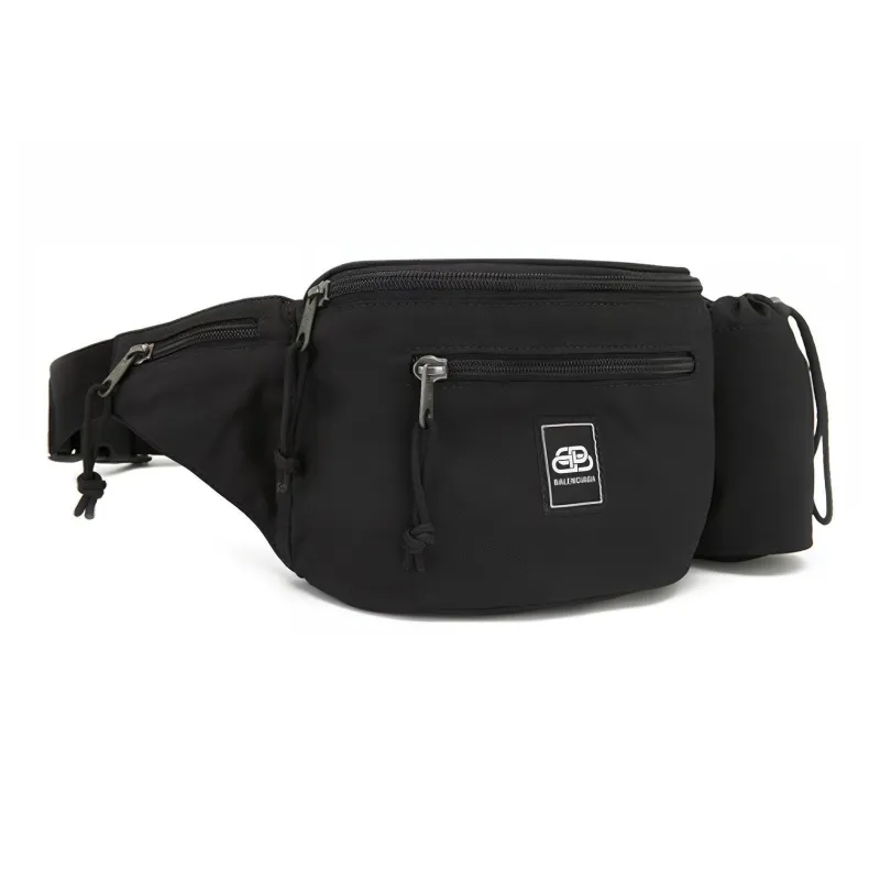 Balenciaga Nylon Fabric Fanny Pack Small Size Men's Black-2