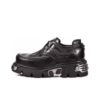 NEW ROCK Slip Resistant Cushioning Wear Resistant Low Top Casual Shoes Unisex Black