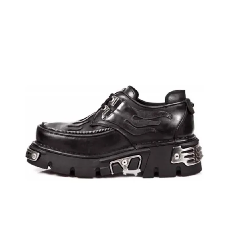 NEW ROCK Slip Resistant Shock Absorbers With Abrasion Resistant Properties Low Top Casual Shoes Unisex Black-0