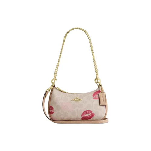 COACH Teri Coated Canvas Shoulder Bag Crossbody Bag Small Size Women's Sand Multicolor