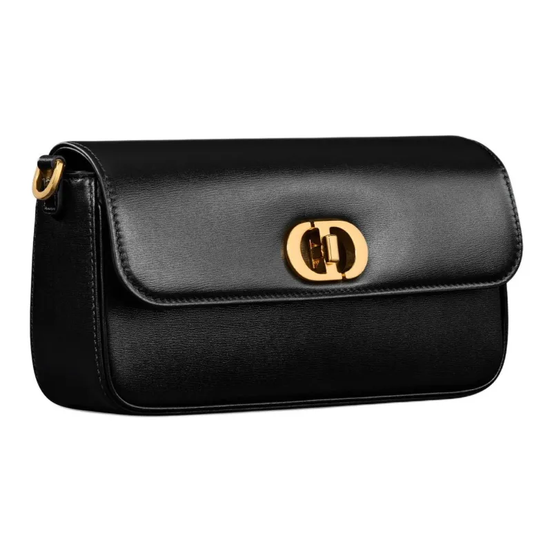 DIOR 30 Montaigne Ribbed Calfskin Handheld Crossbody Handbag Shoulder Bag Mini Women's Black-1