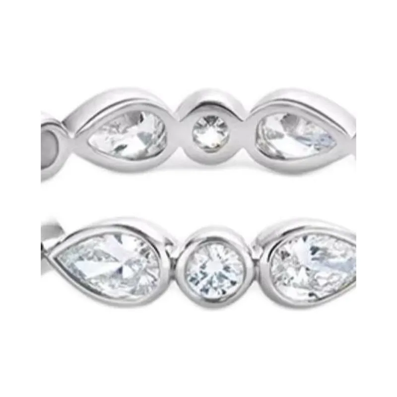 De Beers 18kt White Gold Petal Diamond Band Ring-1