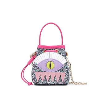 FION Cow Leather Small Crossbody Handbag Lipstick Pouch Regular Women's Silver/Pink