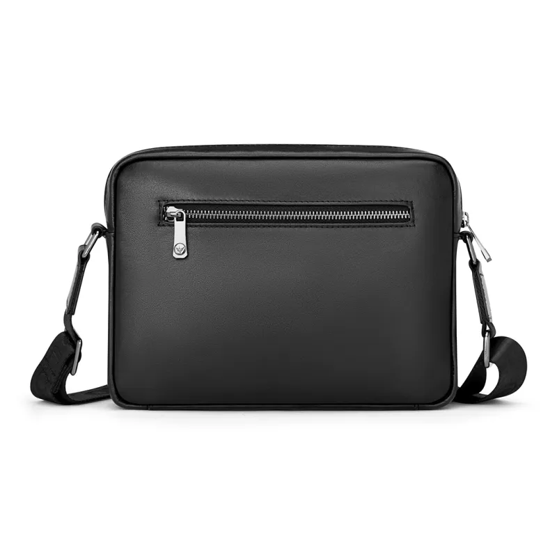 WilliamPOLO Cow Leather Double Compartment Box Crossbody Bag Regular Men's Black-2