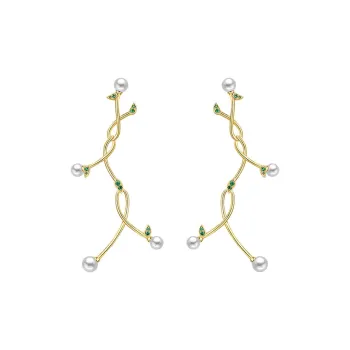 BABYBEI Shell Pearl Earrings Women's Gold