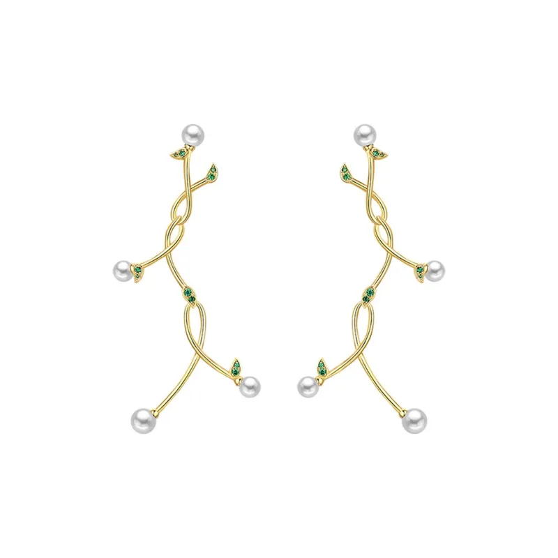 BABYBEI Shell Pearl Earrings Women's Gold-0
