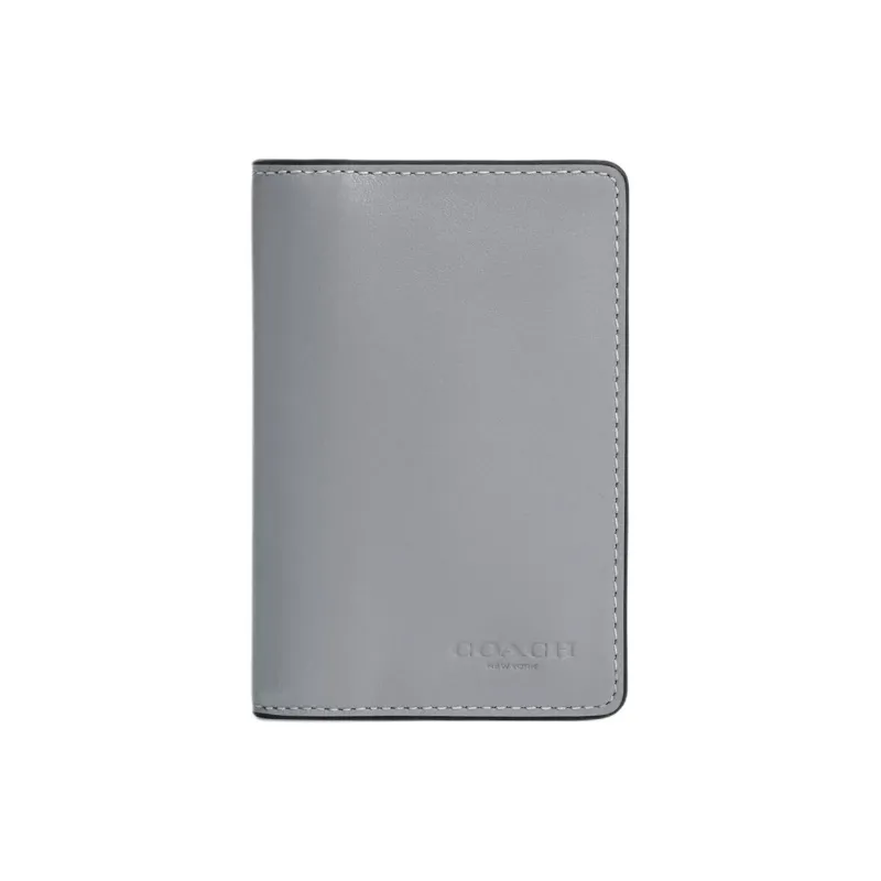 COACH Calfskin Coin Purses Wallets Mini Women's Gray Blue-0
