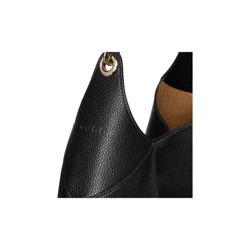 GUCCI Grain Leather Handbag, Shoulder Bag Tubas Women's Black-7