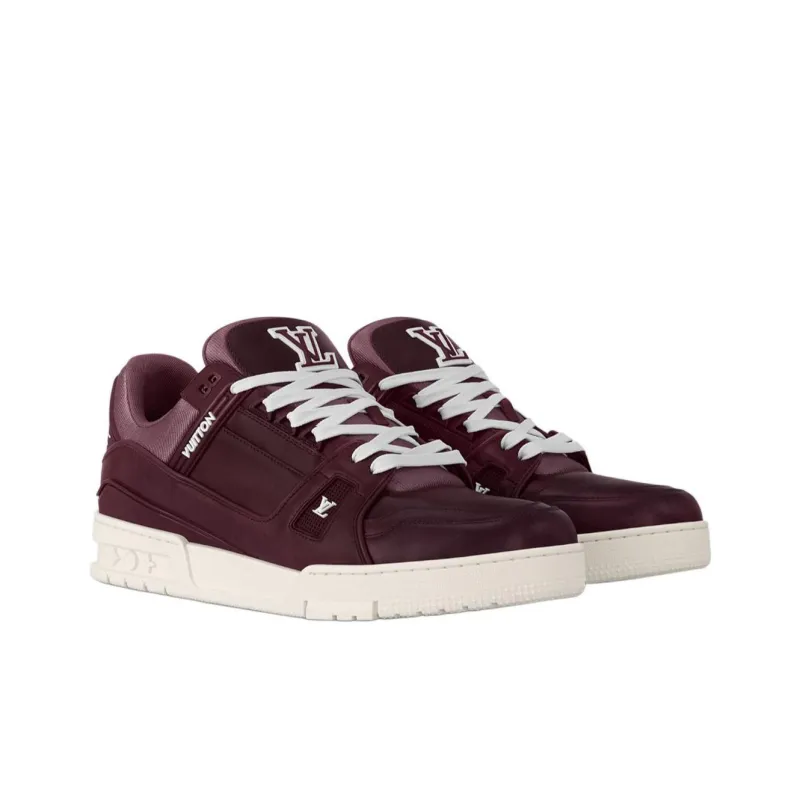 LOUIS VUITTON Trainer Low Top Skateboard Shoes Men's Burgundy-2