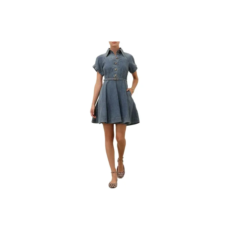 Zimmermann FW24 Short-Sleeved Dresses Women's Denim Blue-1