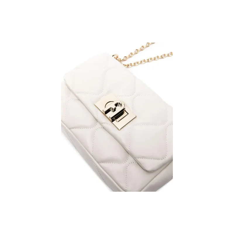 Furla 1927 Collection Quilted Nappa Leather Crossbody Bag Shoulder Bag Mini Women's White-5