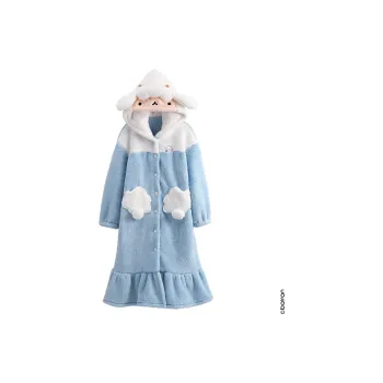 White Ran Bath Robes Women's Light Blue