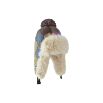 FREE RABBITⅡ Ethnic Style Vintage Knitted Fabric Wool Ball Plaid Trapper Hats Women's